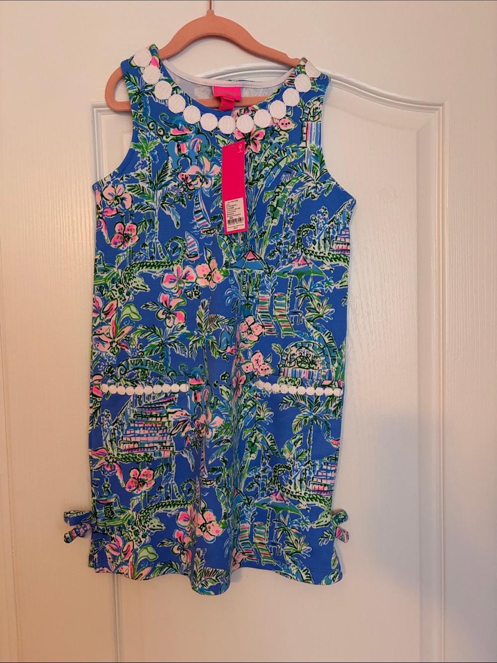 Lilly Pulitzer Blue Tropical Print Shift Dress with Pink Accents